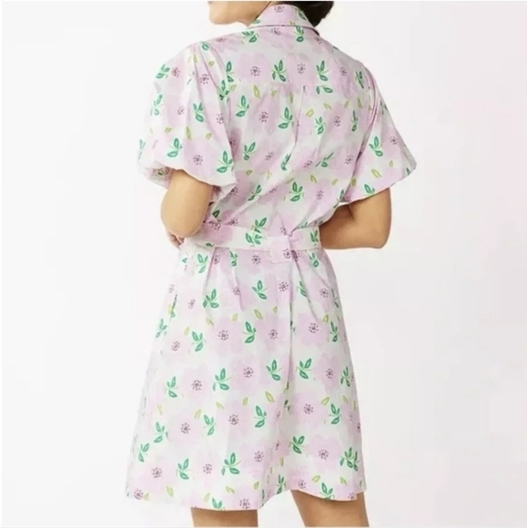 Draper James RSVP Puff Sleeve Shirt Dress Pink Floral Size M Medium Tie‎ Waist - Picture 5 of 16